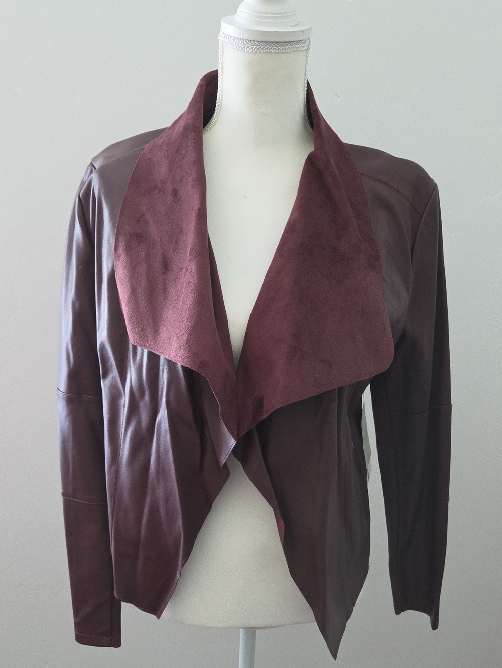 bagatelle Draped Faux Leather Jacket in Plum
